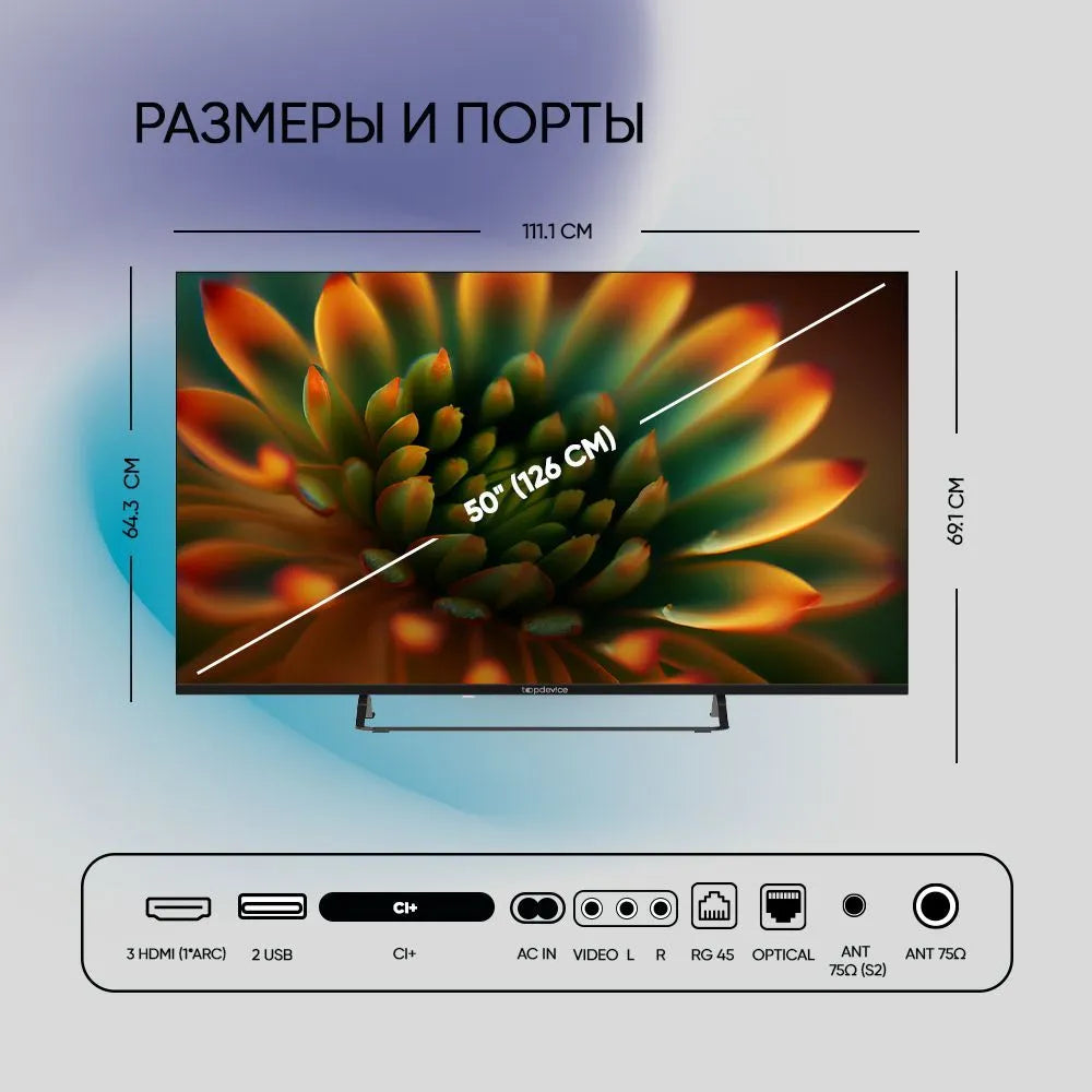 Расспродажа Телевизора Topdevice TDTV50CS05UBK с рассрочкой под 0% 🌟