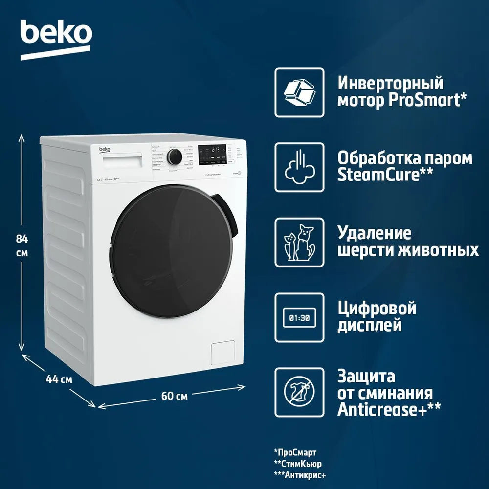 Расспродажа Стиральной машины Beko WSPE6H612W с рассрочкой под 0% 🌟